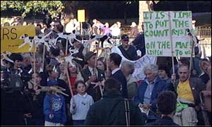 Protesters gather in London