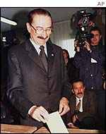 Turkish Prime Minister Bulent Ecevit voting in a previous election