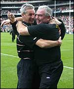 Joe Kernan (right) and his assistantt, fitness supremo John McCluskey