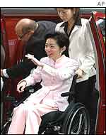 Wu Shu-chen arrives at the National Arts Club in New York