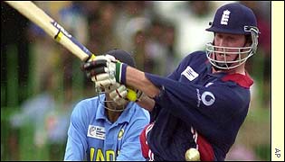 Blackwell goes for a big hit against India