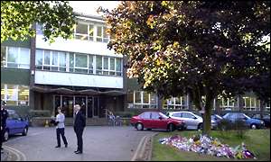 Floral tribute outside Heathside school