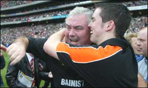 Armagh manager Joe Kernan celebrates after Armagh's All-Ireland Final win over Kerry
