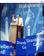 Gerhard Schroeder at election rally in Hanover