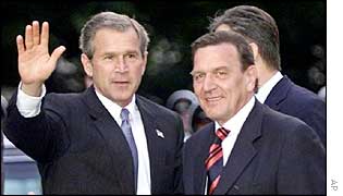 George Bush and Gerhard Schroeder in Berlin