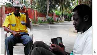 Guards listen to radio 
