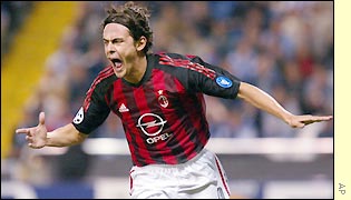 Filippo Inzaghi scores a hat-trick as Milan record an emphatic win