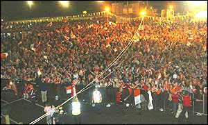 The crowd pilled out in their thousands to welcome home Armagh GAA team