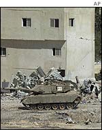Israeli tank in Yasser Arafat's compound