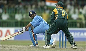 Sachin Tendulkar hits out in the Champions Trophy semi-final against South Africa