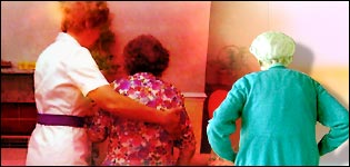 graphic of elderly people in a care home