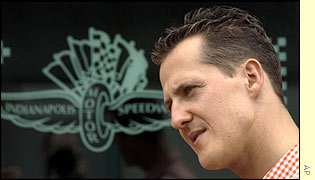 Michael Schumacher at the Indianapolis track ahead of this weekend's US Grand Prix