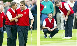 Lee Westwood shrugs off his poor recent form as the European pair keep the Americans at bay