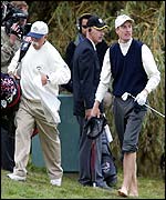 Jim Furyk in action on the eighth