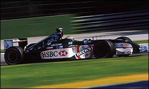 Eddie Irvine in action in the Italian Grand Prix
