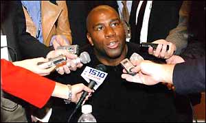 Earvin 'Magic' Johnson, basketball legend, at the Hall of Fame