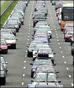 Traffic jam on Britain's M5 motorway
