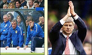 Mixed emotions for the the respective benches as Leeds reflect on a disastrous result and Arsenal celebrate