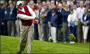 Tiger Woods in action at The Belfry