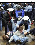 Protester being arrested