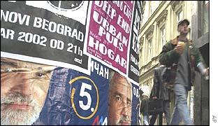 Election posters in Belgrade