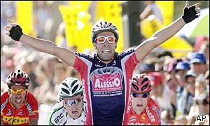 Alessio rider Furlan clocks a time of three hours and 18 seconds to win the 141.2km stage