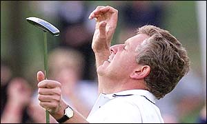 Colin Montgomerie looks up to the heavens at The Belfry 