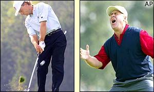 An impressive Bernhard Langer beats a bitterly disappointed Hal Sutton as Europe edge into a 11-8 lead overall