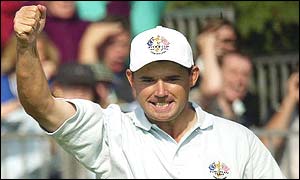 Padraig Harrington in action at the Ryder Cup