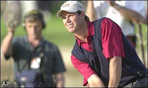 Paul Azinger hits a superb shot from the bunker