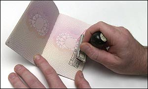 Passport being stamped