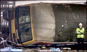 The coach that crashed into Potters Bar station