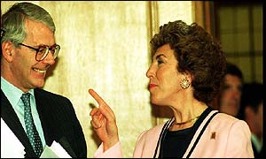 John Major and Edwina Currie at a launch in 1994