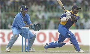 Rahul Dravid behind the stumps against Sri Lanka