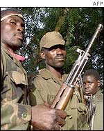 Ivorian rebels in the village of Sakassou 