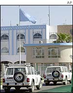 UN cars at the UN offices in Baghdad