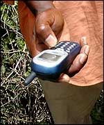 Farmer with mobile phone, BBC