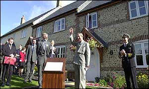 The Prince of Wales during his visit to the Hastoe Housing Project