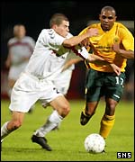 Agathe weaves his way past the Suduva defence