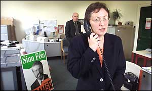 Sinn Fein's Bairbre de Brun in the office after search