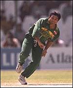 Mushtaq bowling in a one-day international
