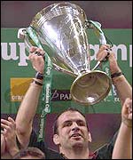 Martin Johnson lifts the Heineken Cup earlier this year