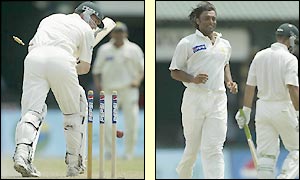 Mark Waugh's dismissal takes Australia's score to 74-3