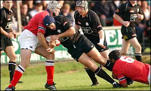 Neath's Hywel Jenkins is stopped in his tracks