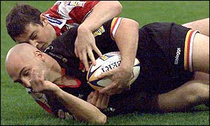 Bradford's Brandon Costin touches down for the first try as the Bulls make a great start 