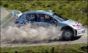 Peugeot's Richard Burns enjoyed a successful first day at the Rally of New Zealand