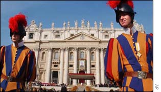 Swiss guards on patrol at the ceremony