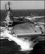HMS Illustrious at full steam