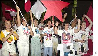 Workers' Party supporters celebrate
