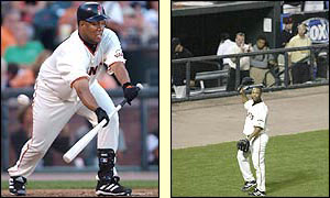 San Francisco's Livan Hernandez puts in a turn with the bat after an excellent pitching performance